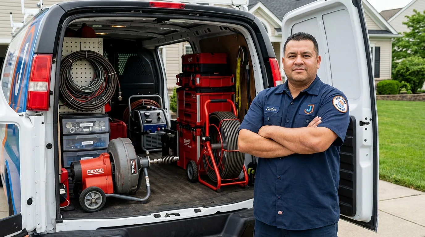 Professional drain cleaning equipment and Johns Plumbing LLC plumber in Rainier
