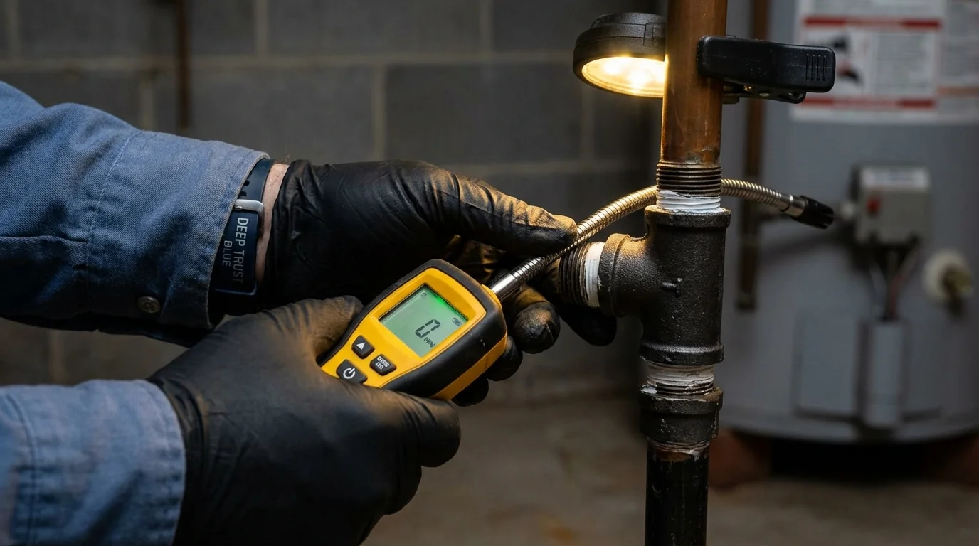 Gas leak detection with electronic sniffer by Johns Plumbing LLC in Rainier